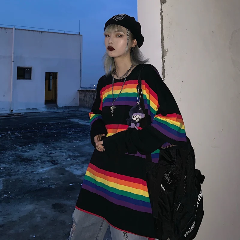 2021 Осенняя Женская модная футболка в Корейском стиле Ulzzang Harajuku футболки с