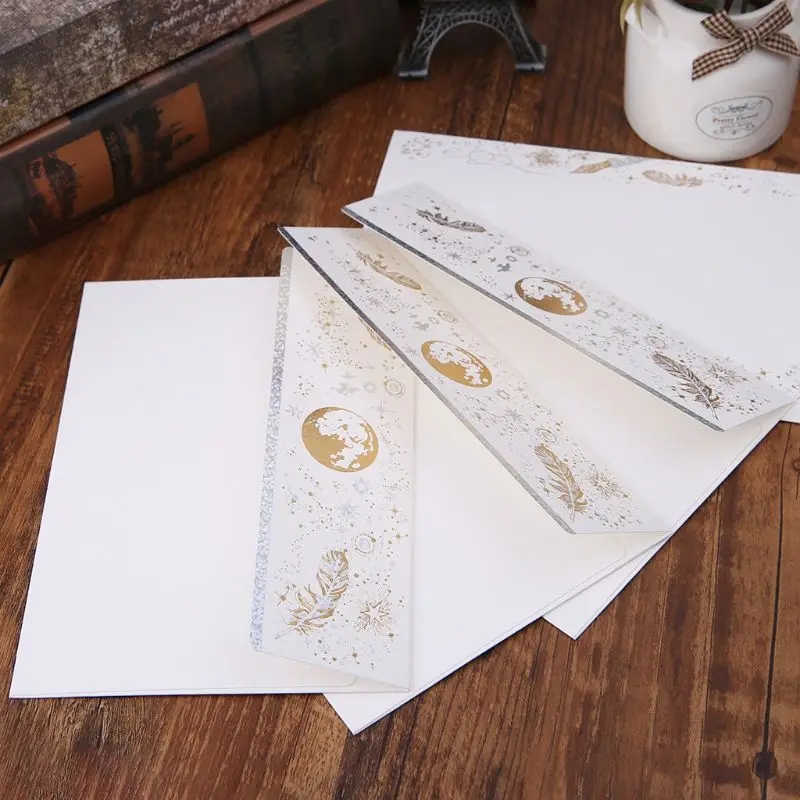 

10pcs Creative Bronzing Feather Envelope For Wedding Invitation Cards Gifts Stationery Letter