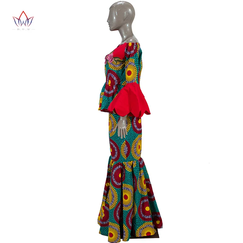 Модные африканские комплекты юбок для женщин Bazin Elegany африканская одежда Дашики цветы традиционная африканская одежда WY3824