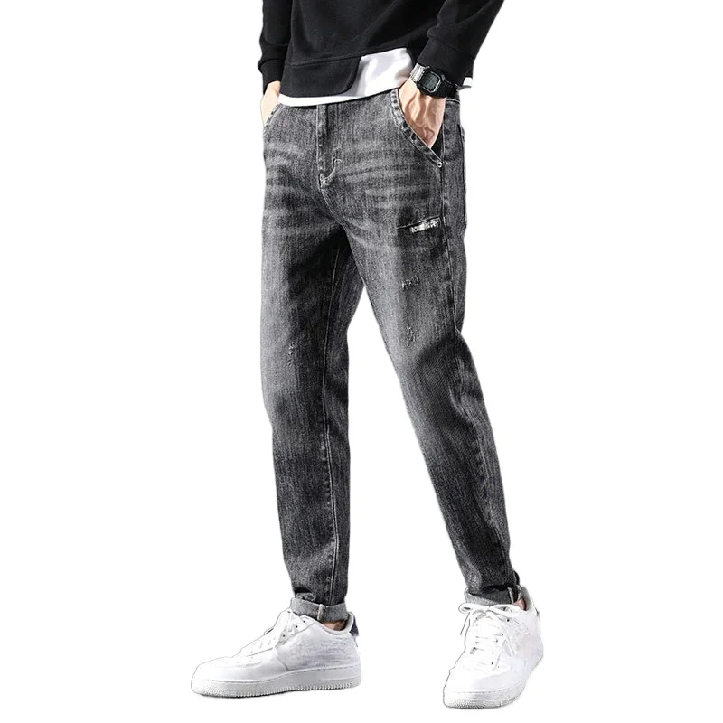 

2021 spring and autumn men's jeans men's Korean version of loose-fitting calf trousers high elasticity soft casual men's pants