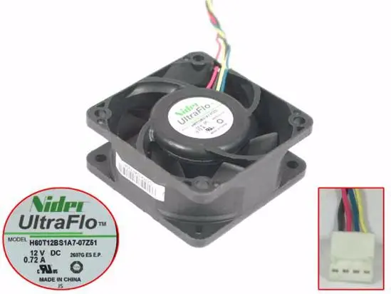 Nidec H60T12BS1A7 07Z51 DC 12V 0.72A 60x60x25 мм 4 провод Сервер вентилятор охлаждения|Кулеры и