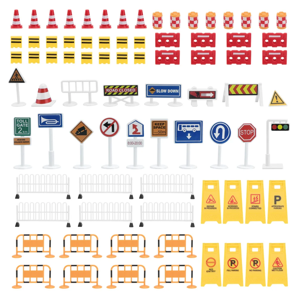 

1 Set Simulated Traffic Barrier Signs Warning Roadblock Children Road Sign