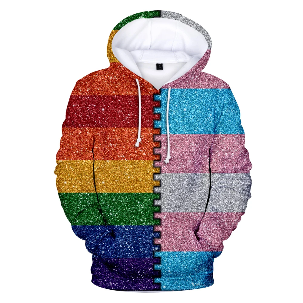 

2019 hot new Street Hip Hop Color Harajuku Lgbt 3D Art Pattern Print Hooded Sweatshirt Men/Women Fashion Couple Brand 3D Hoodies