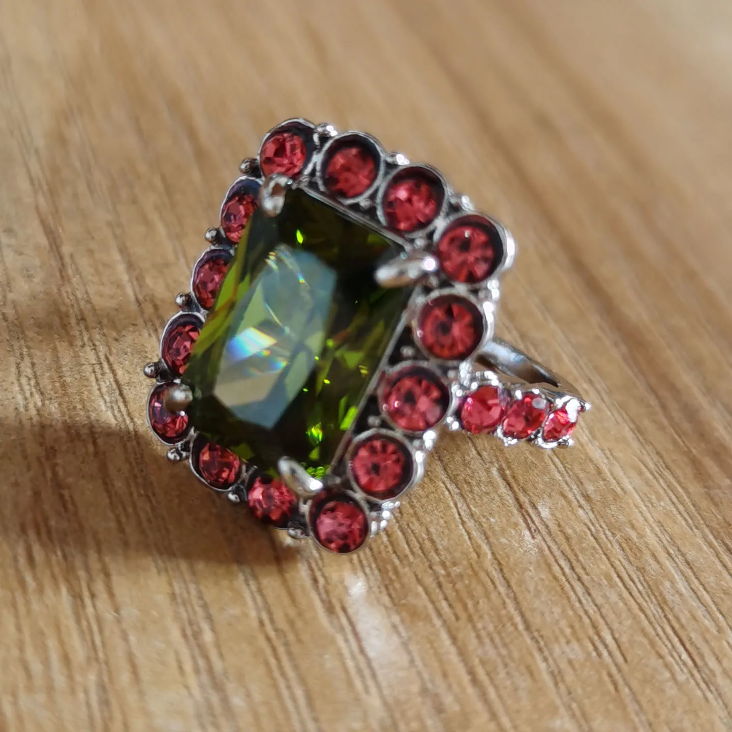 Винтажные квадратные большие кольца для женщин зеленые розовое кольцо с