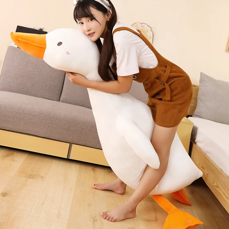 

70-140CM Huge Simulation Big Duck Plush Toy Huggable Long Pillow Soft Stuffed Giant Goose Cuddly Swan Doll for Kid Birthday Gift