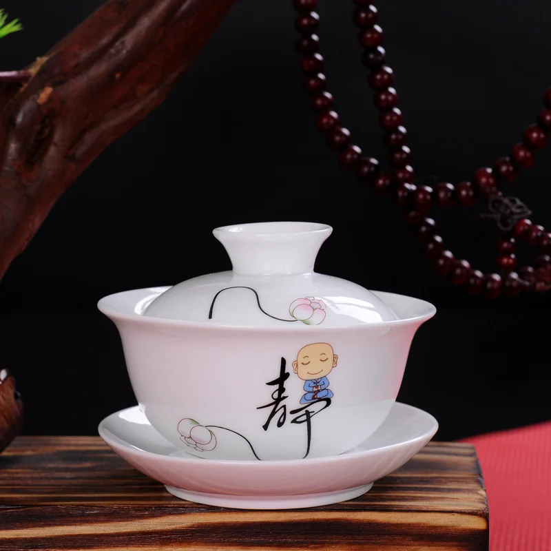 Белая фарфоровая чашка для чая чайный фарфоровый горшок gaiwan набор путешествий