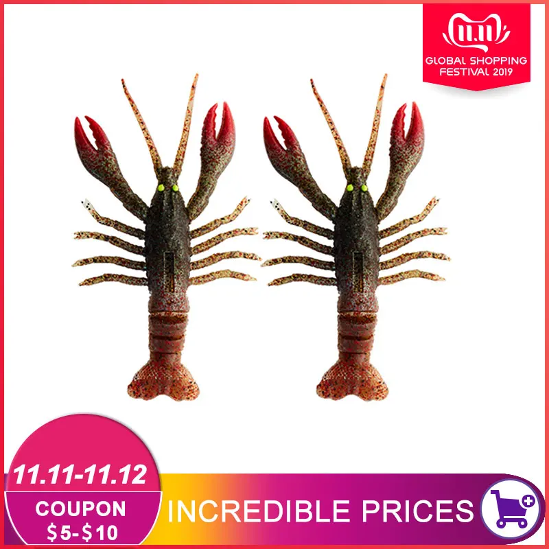 2 шт. crazy Crawfish Мягкая наживка для рыбалки, приманка для рыбной ловли, сигнальная головка раков, новинка, ТПЭ резиновый шарнирный хвост для zander pike
