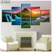 5d diamond painting mountain waterfall beautiful scenery five spell picture home decoration full square round diamond mosaic