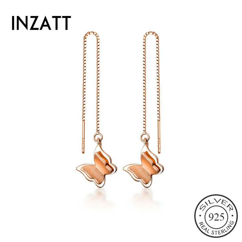 

INZATT, Настоящее серебро 925 пробы, минималистичные серьги-подвески с бабочками и кисточками для женщин, вечерние ювелирные украшения, аксессу...