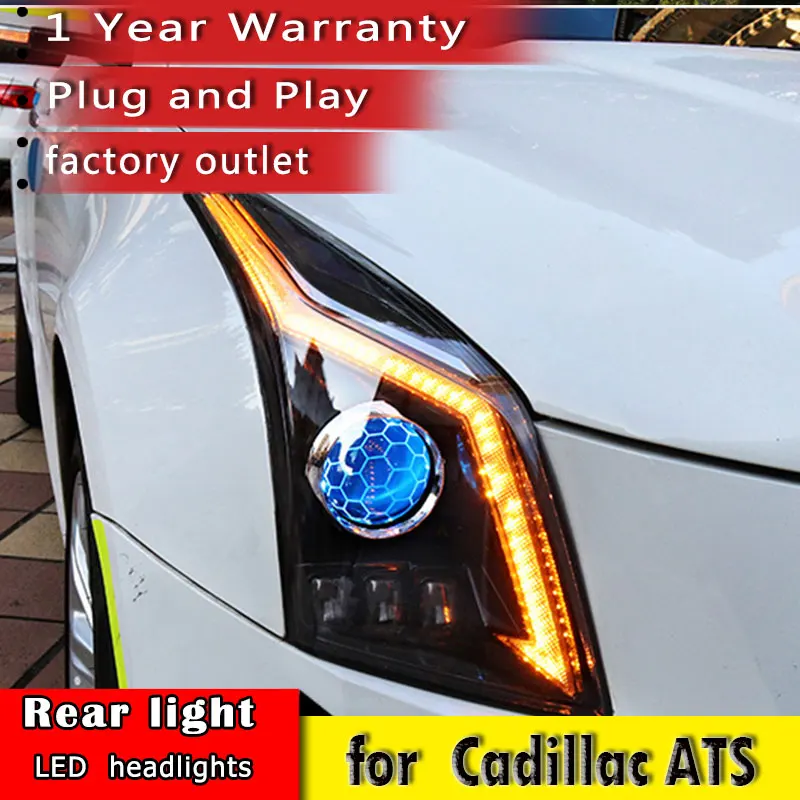 New Car Styling for Cadillac ATS Headlights 2014-2016 LED Headlight DRL Bi Xenon Lens High Low Beam Parking Fog Lamp |