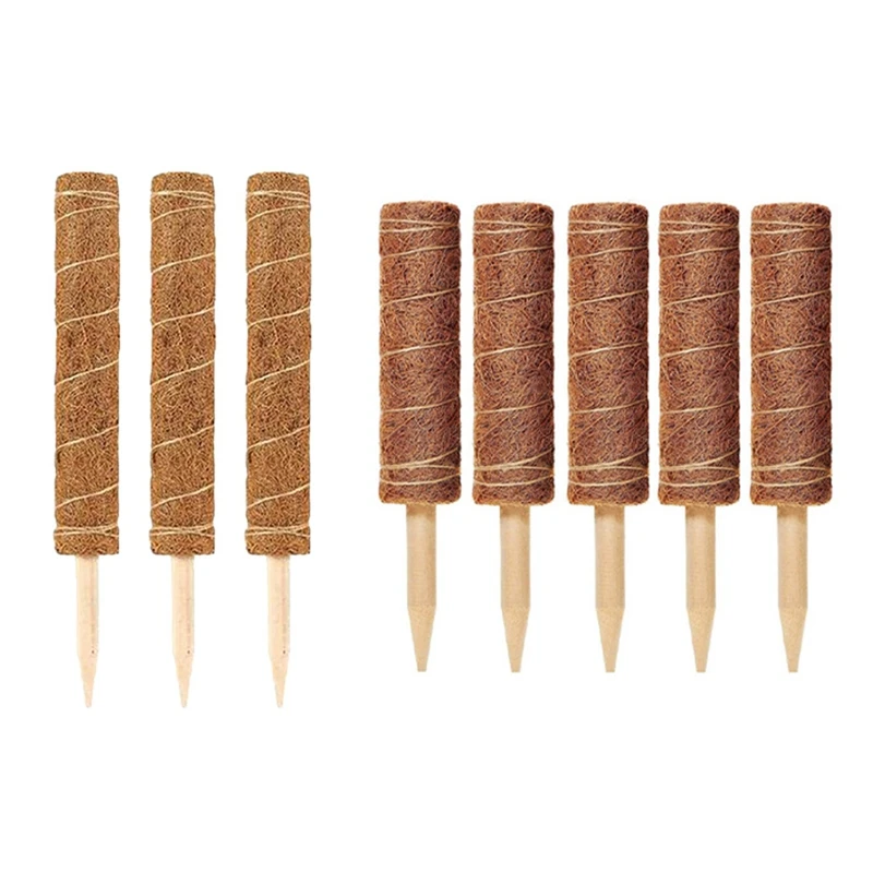 

8Pcs Coconut Shell Totem Poles-Coconut Shell Moss Sticks - 5Pcs 30Cm & 3Pcs 50Cm