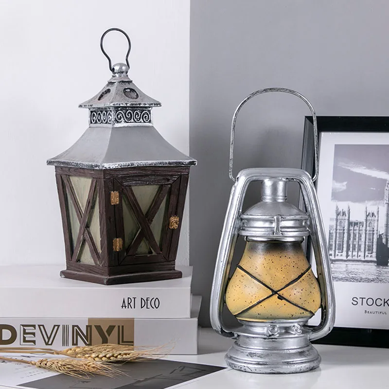 

Ностальгическая Ретро модель лампы из искусственного масла, креативная керосиновая лампа, копилка, украшение для дома, фигурки украшение д...