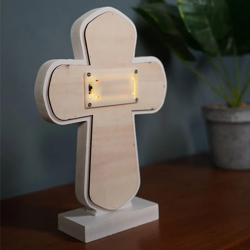 

Christmas LED Light Home Decoration Cross Led Night Light Christian LED Wall Light Ornaments Bedroom Table Decorative Lampara