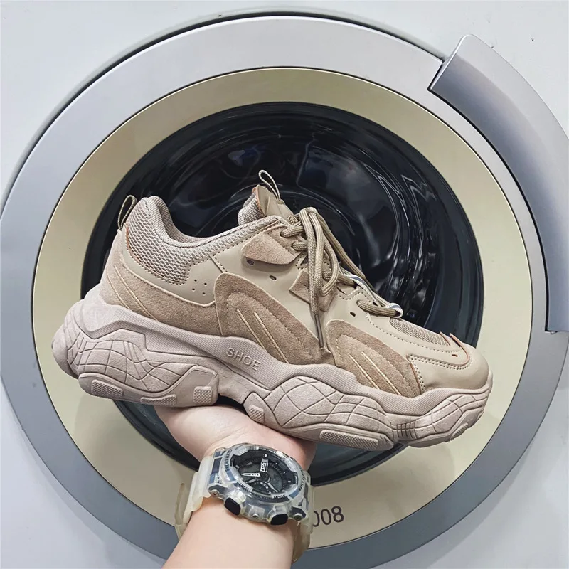 

Кроссовки мужские на платформе, массивные Нескользящие, на шнуровке, дышащие повседневные, в уличном стиле, Корейская версия, стиль Харадзю...