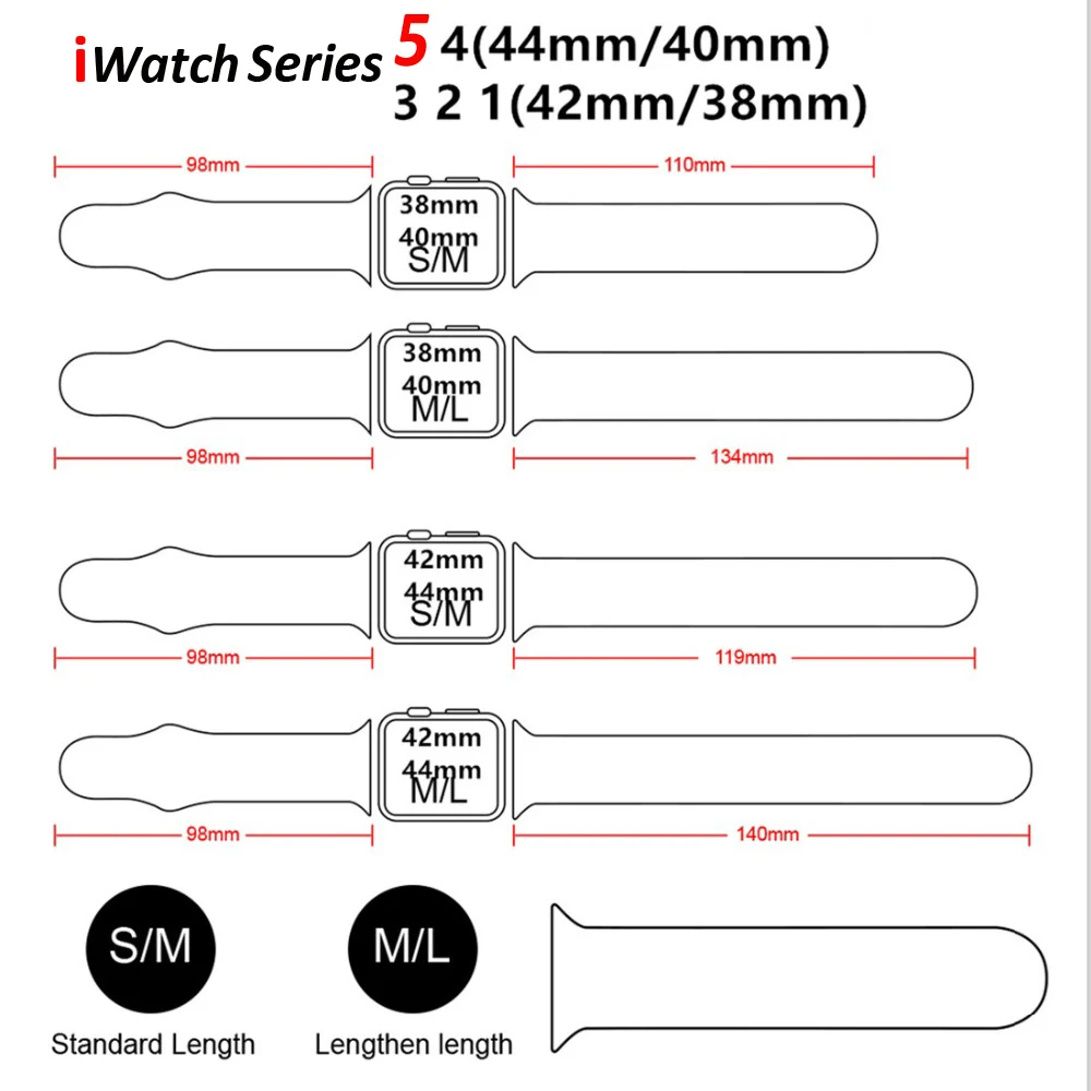 Ремешок силиконовый для Apple Watch band 44 мм 40 38 42 резиновый браслет iWatch 3 4 5 se 6|Ремешки