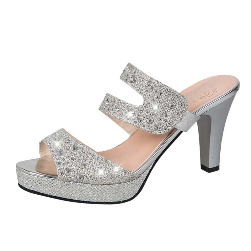 Тапки SAGACE женские на высоком каблуке роскошные сандалии с кристаллами открытым