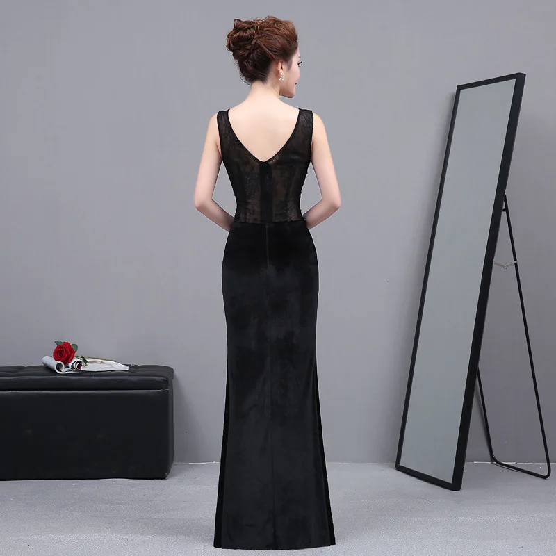 Летние черные перспективное сексуальное Cheongsam современный Восточный Стиль