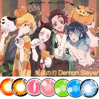 Bio-essence Pair Cosplay Color Contact Lenses Demon Slayer Nezuko Cosplay Anime Eye Contacts Pink Blue Lenses Contact Lens