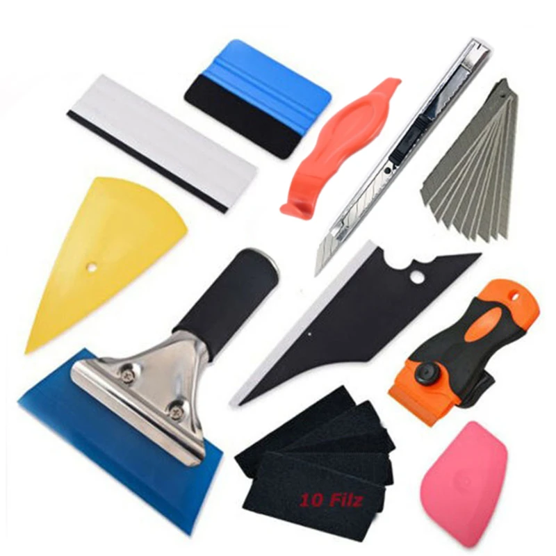 

11Pcs/Set Car Tools Wrap Film Sticker Wrapping Tool Auto Window Foil Squeegee Razor Scraper Cutter Aid Tool Window Tinting