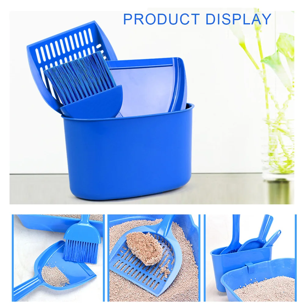 Набор для чистки кошачьего туалета ковш коробочка коврик метла пылесборник