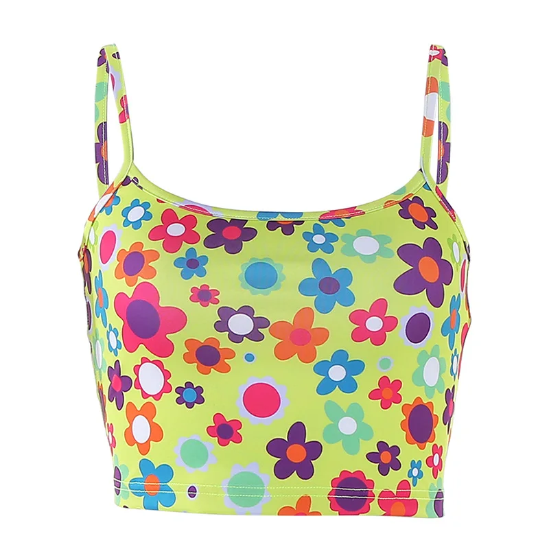 Арцу с симпатичным рисунком Зеленый топ на бретельках цветочным принтом нижнее