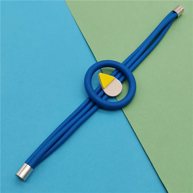 

Marliwoo New Charm Rubber Bracelets Women Blue Boho Bangles Classic Round Charm Jewelry Bracelet Wholesale Handmade Accessories