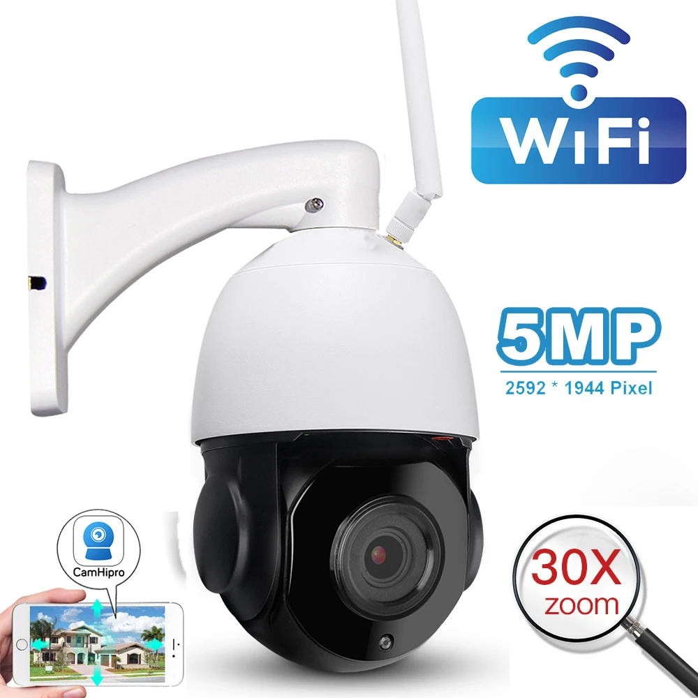 

4.5 Inch Wifi HD 5MP 30X Zoom PTZ IP Camera Outdoor Network Onvif Speed Dome Lens PTZ Camera CCTV 150m IR Night Vision
