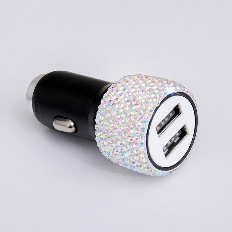 Colorful 1 шт. Модное Новое двойной зарядное устройство usb автомобильная Зажигалка Bling ручной работы, со стразами хрустальные Автомобильные украшения для быстрой зарядки автомобиля Декор - Color Name: Colorful