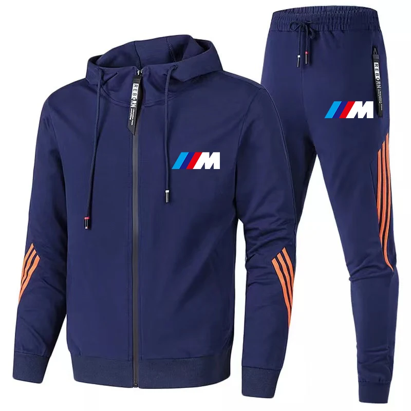 

BMW Male Fashion Zipper Jacket Casual Tracksuit Men's Fitness Suits Sportswear Hooded Sweatshirt Jogging Pants Outdoor Two Piece