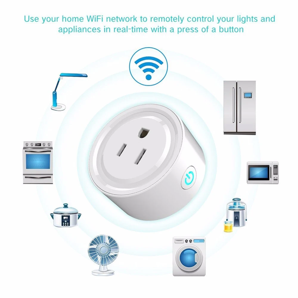 

Smart Mini Socket Wifi Plug Wi-Fi App Remote Control Wireless Timer with ON/OFF Switch for Electrical Appliance Compatible Home