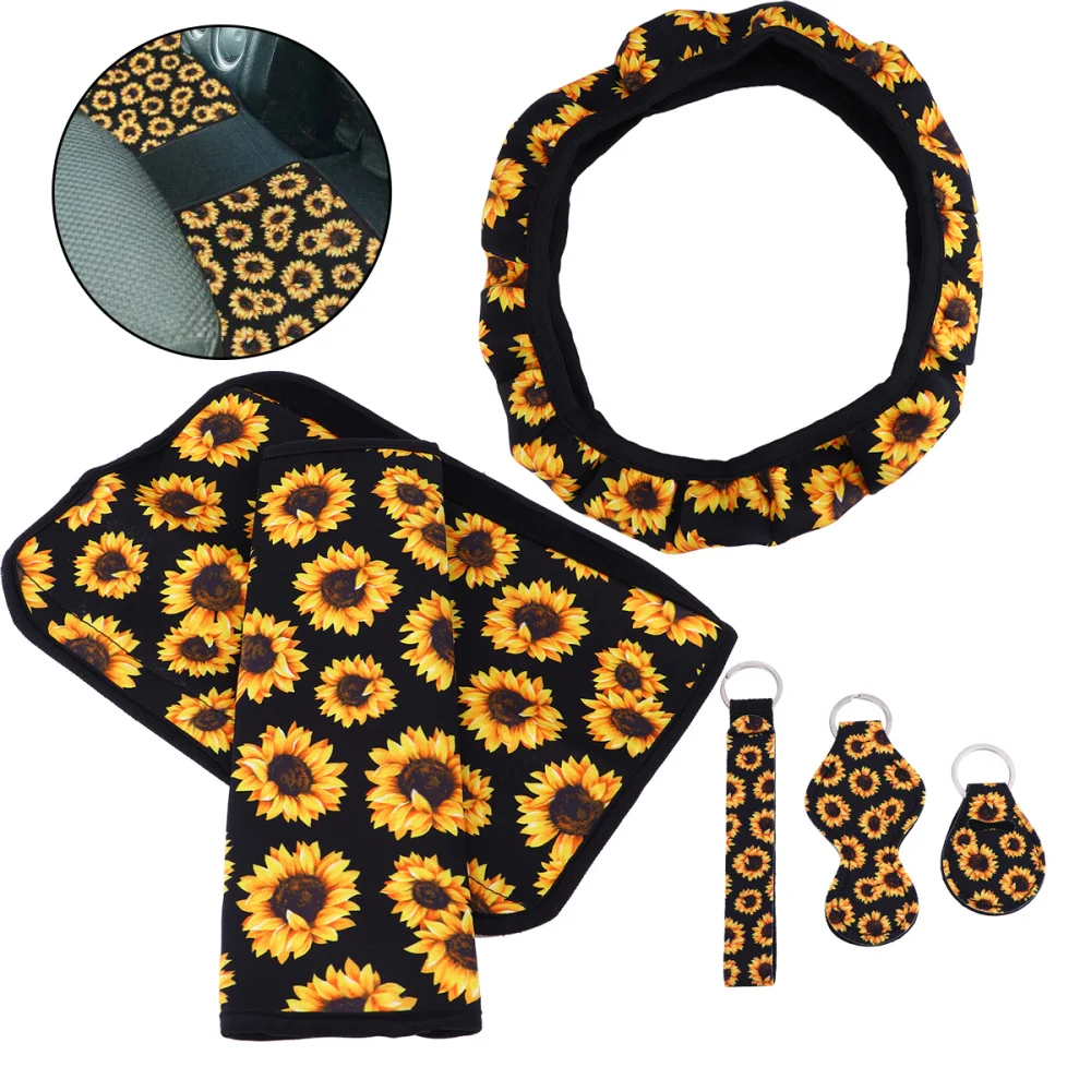1 комплект Подсолнух чехол для ремня безопасности рулевого колеса аксессуаров