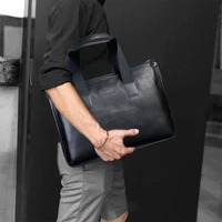 luxury men s laptop bag thickened multi compartment zipper bag business shoulder bag genuine leather large capacity briefcase