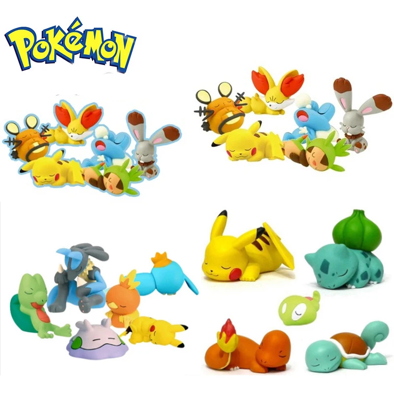 

Кукла «Покемон» со спящей позой, «хорошая ночь», Покемон, чармандер, Сквиртл, Мультяшные фигурки, модель, украшение для торта, Капсульная игр...