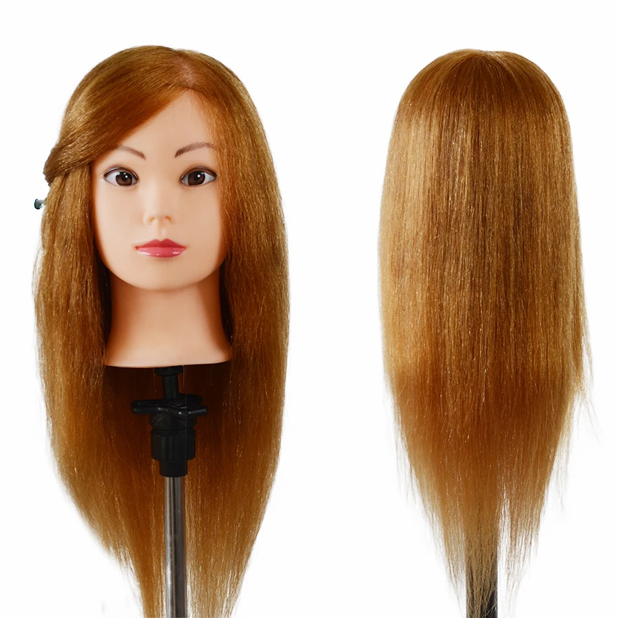 100% Real Hair For Dolls Gold Color 18inch Good Header Mannequin Professional Hairdresser's Goods Manikin Nice Styling head