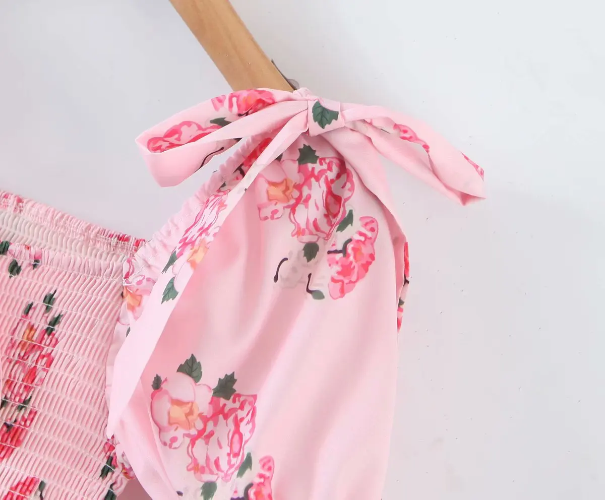 

Waist Dress Summer New Korean Fashion Temperament Short Sleeve Sexy One Shoulder Floral Dress DLQZ1377