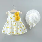 Комплект одежды для новорожденных, платье принцессы с принтом вишни + шапка
