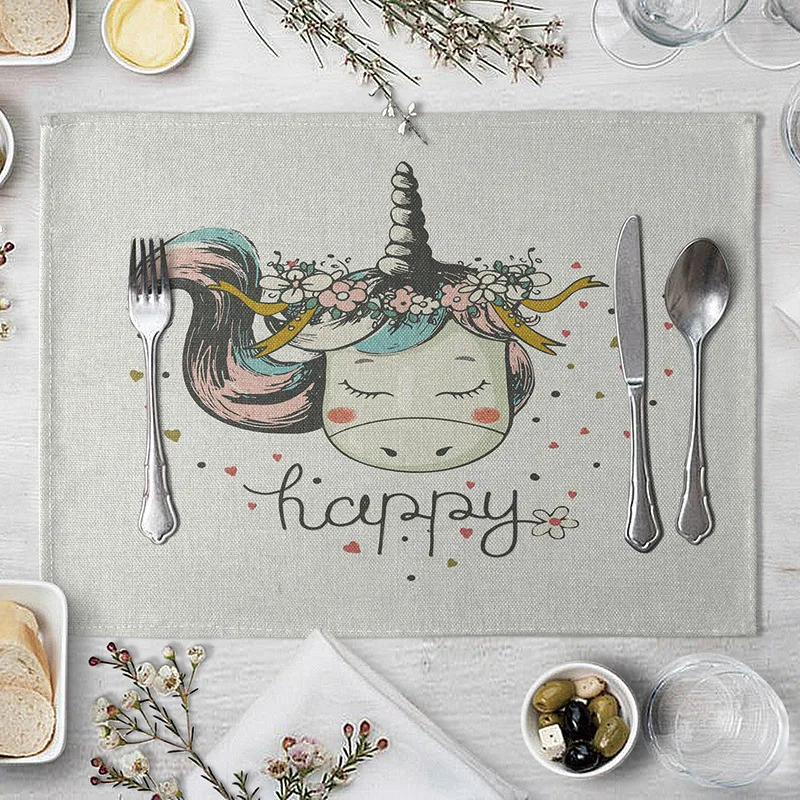 Мультяшные олени с принтом медведя слона подставки для обеденных столов