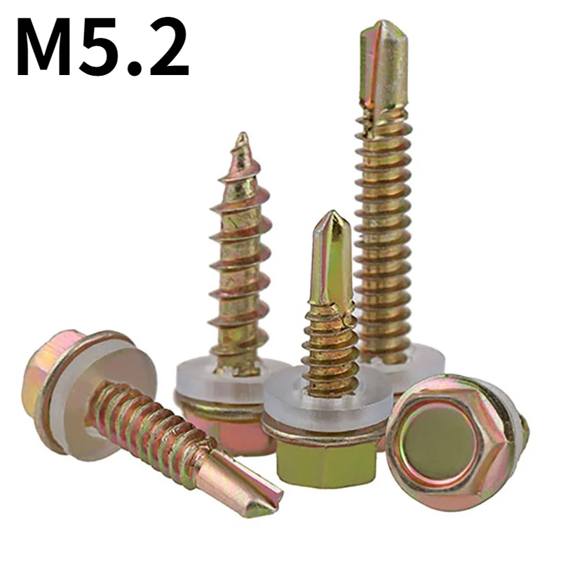 

M5.2 цветные оцинкованные саморезающие винты, шестиугольные саморезающиеся винты