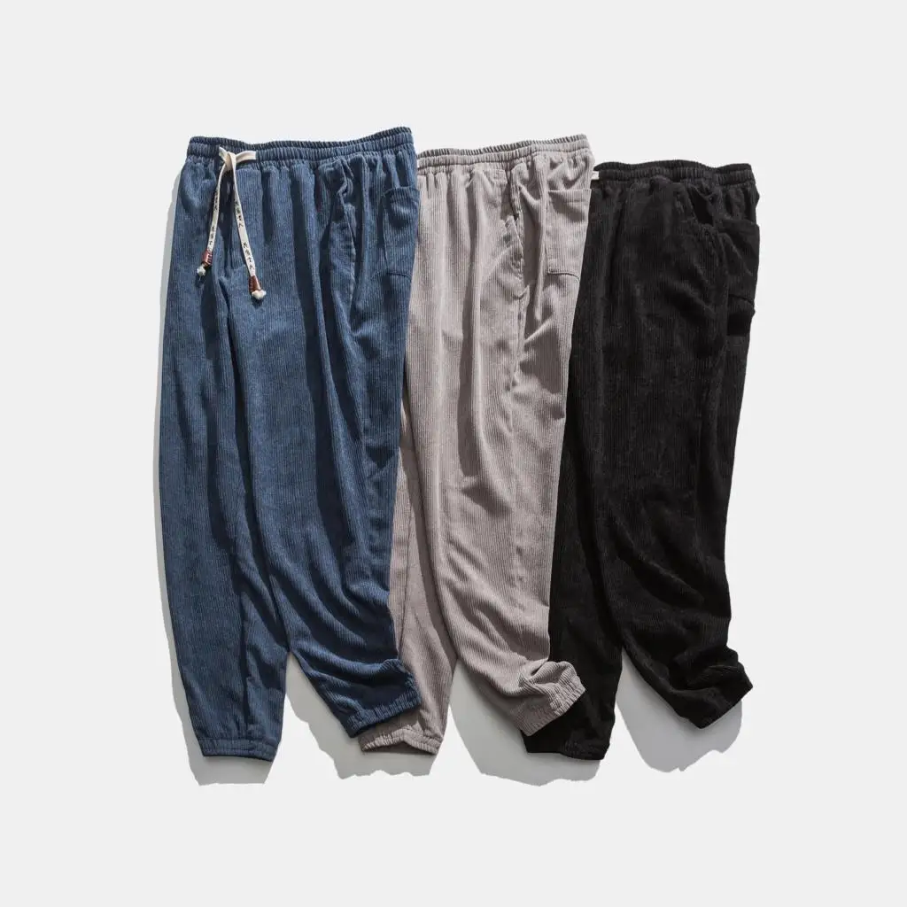 

2020 Men Corduroy Harem Pants Mens Casual Elastic Waist Warm Pants Brand Male Joggers Hip Hop Trousers 5XL