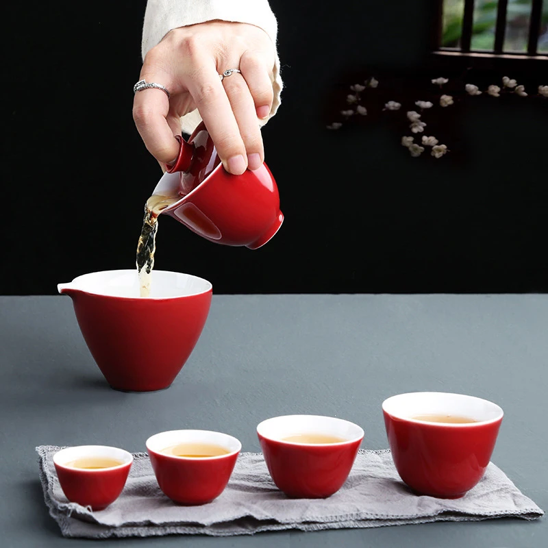 Керамический чайник Gaiwan один четыре чашки чайные наборы портативные дорожные