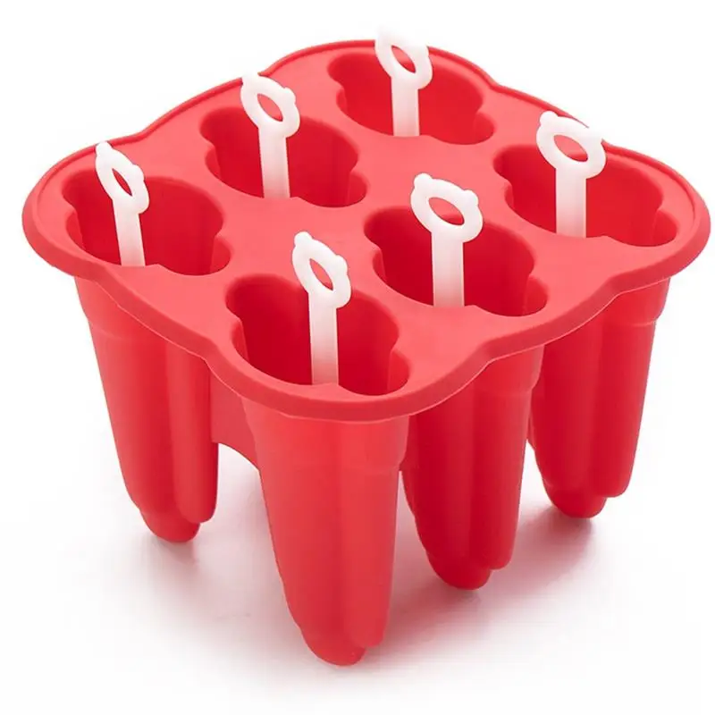 

6 Holes Ice Cream Ice Pops Mold Silicone Kitchen Popsicle Mold Solid Color Ice Tray Ice Lolly Mold Ice Pop Maker