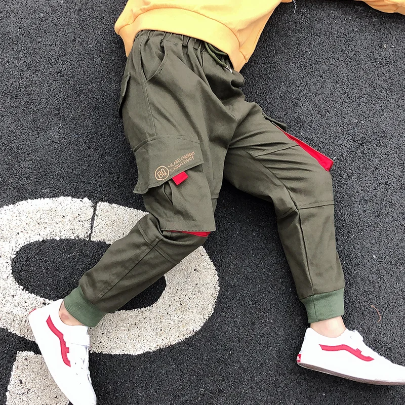 Штаны для мальчиков-подростков детский комбинезон Новинка осени 2019 повседневные