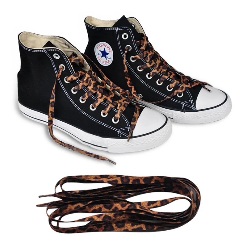 1 Pair Newest Classic Leopard Print Shoelaces Fashion Flat Laces Applicable to all kinds of shoes Free Shipping