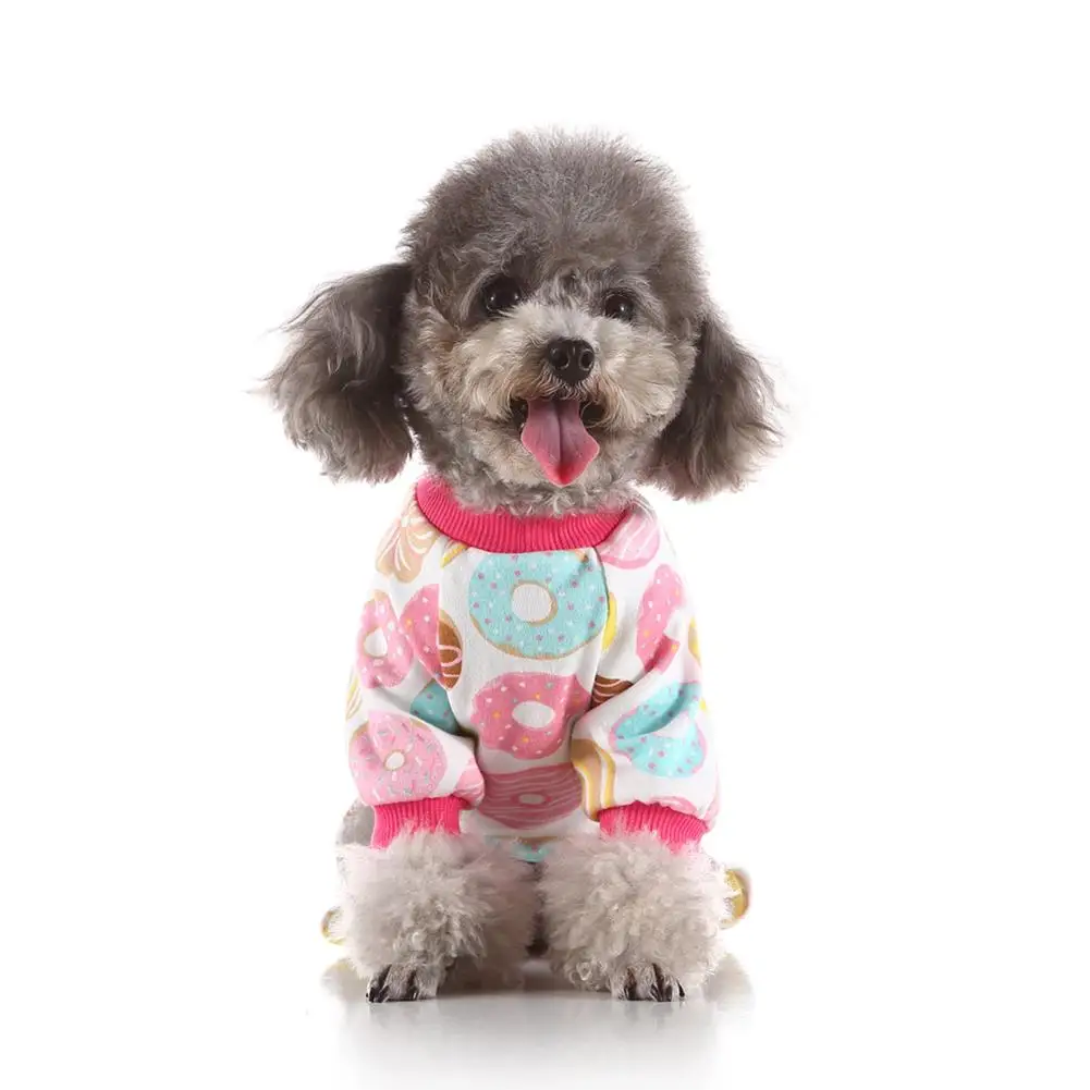Пончики одежда для домашних животных собаки пижамы мягкие хлопковые рубашки PJS