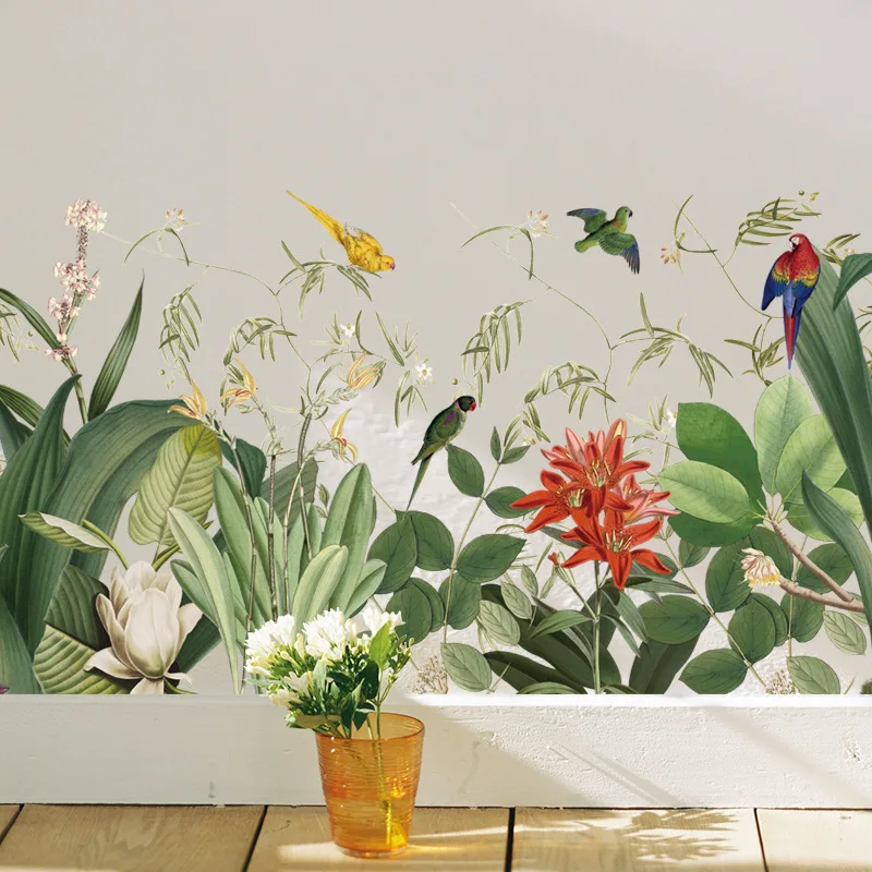 Водонепроницаемые настенные Стикеры с зеленой травой и листьями сделай сам для