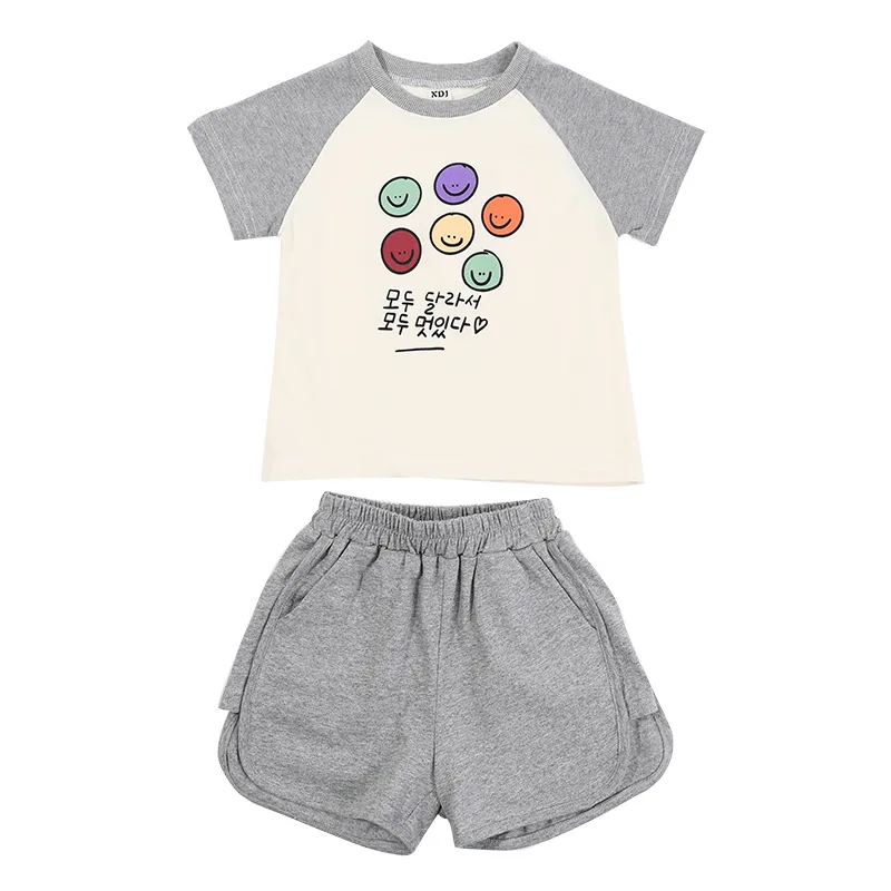 

Two Pieces Cotton Girls Clothing Sets Summer T-Shirt+pure Color Shorts Children Fashion Girl Clothes Suit Casual Cartoon 2-8T