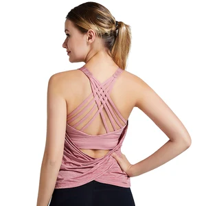 Майка женская для фитнеса, нейлоновая, с перекрестными лямками