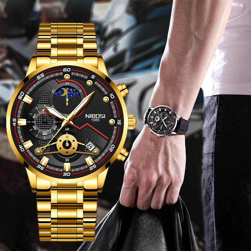 

Часы мужские 2021, брендовые Роскошные Кварцевые часы NIBOSI для мужчин, водонепроницаемые светящиеся модные деловые наручные часы, мужские час...