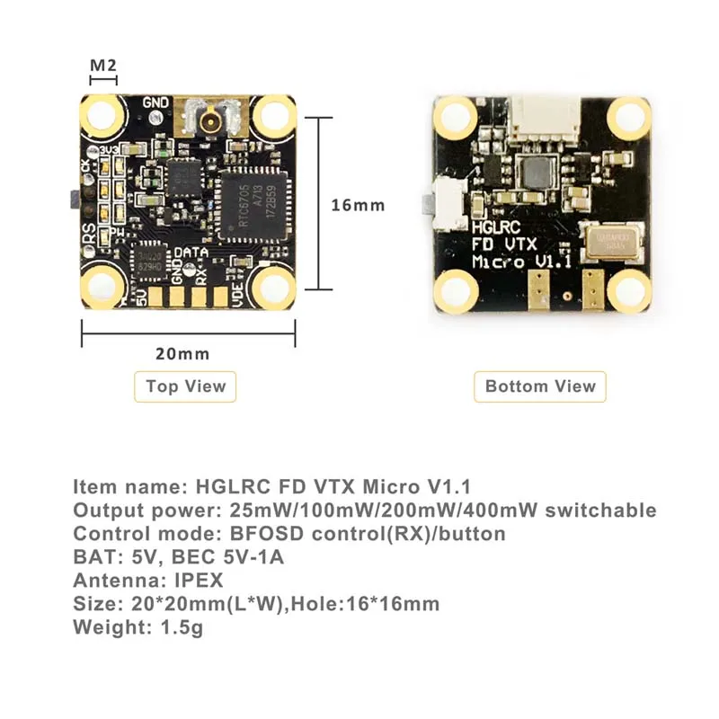 

HGLRC FD VTX Micro 16x16 400 FPV VTX FPV