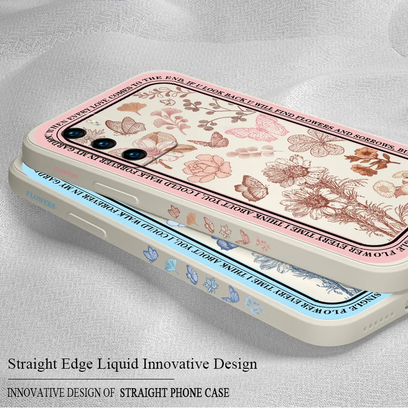Side Print Flowers Silicone Phone Case For Huawei P40 P50 P30 P20 Pro Lite Mate 40 30 20 Pro Lite Nova 5t Y7A Soft Back Cover